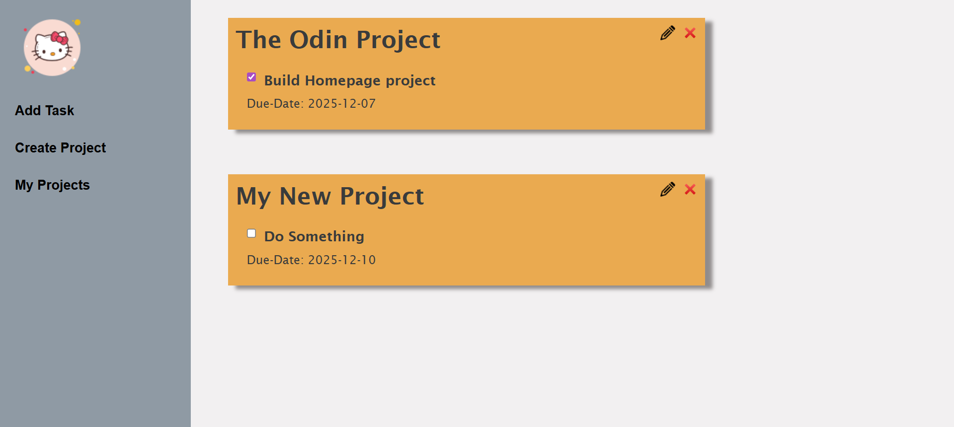todo app project screenshot