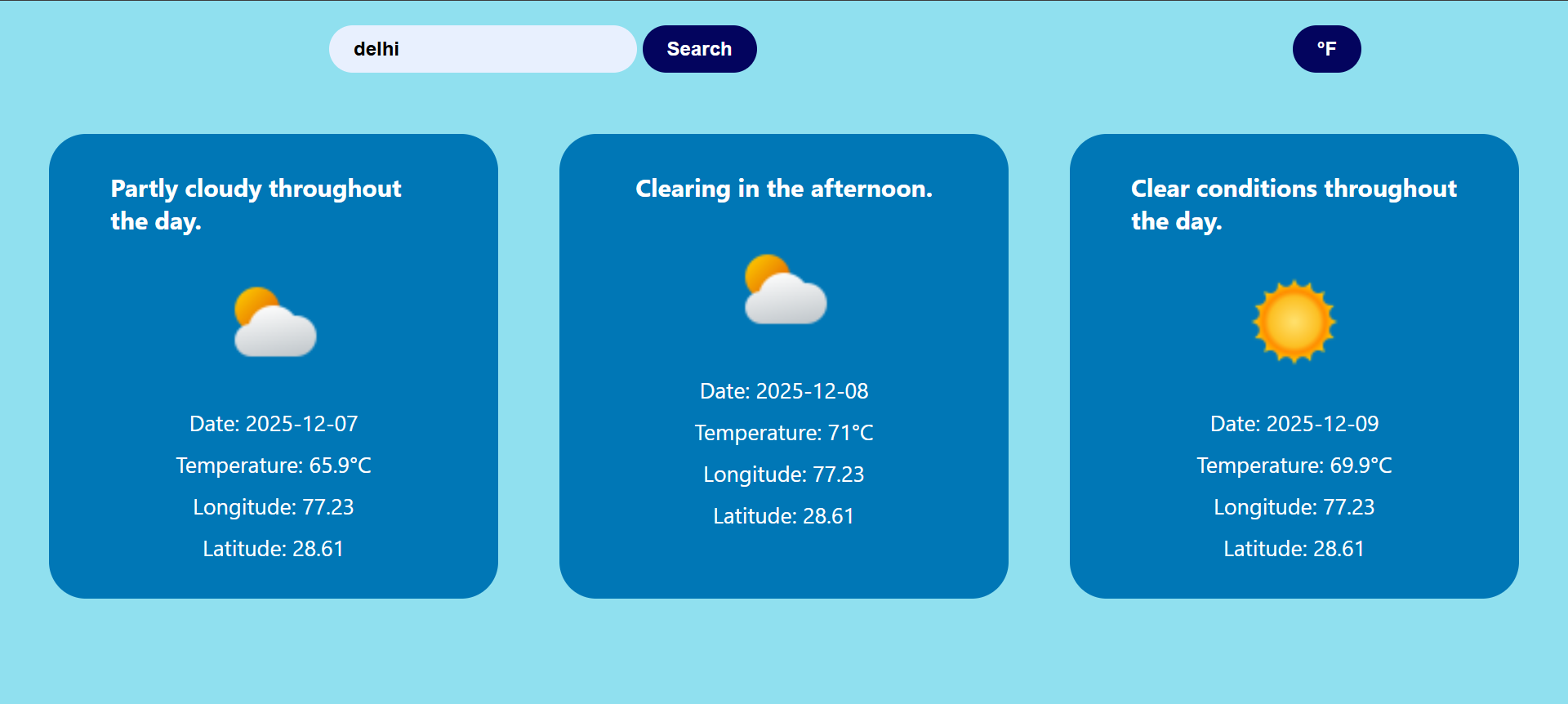 weather app project screenshot